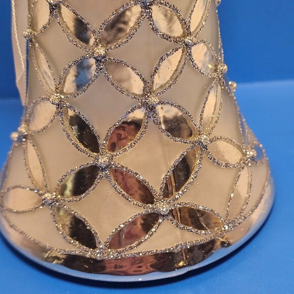 Waterford Killeen Snow Bell Blown Glass Ornament SILVER Glitter 4.25"   READ - Picture 2 of 9